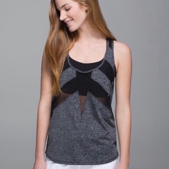 Lululemon Rare Gray and Black Mesh Tank - 6 - Picture 3 of 7